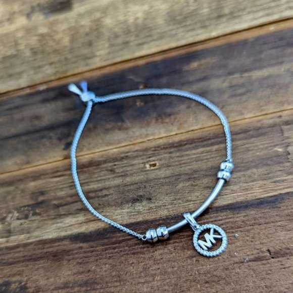 Michael Kors Sterling Silver Pavé MK Charm Bracelet - Picture 1 of 8